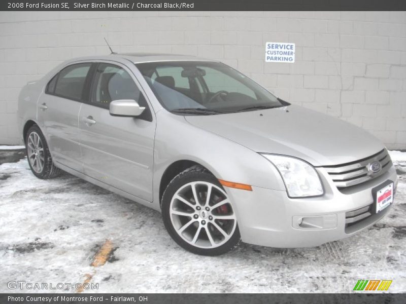 Silver Birch Metallic / Charcoal Black/Red 2008 Ford Fusion SE