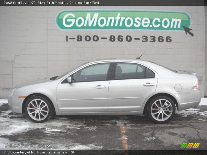 Silver Birch Metallic / Charcoal Black/Red 2008 Ford Fusion SE