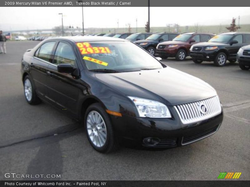 Tuxedo Black Metallic / Camel 2009 Mercury Milan V6 Premier AWD