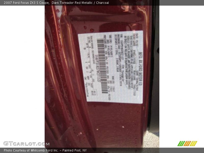 Dark Toreador Red Metallic / Charcoal 2007 Ford Focus ZX3 S Coupe