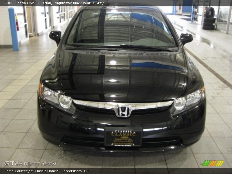 Nighthawk Black Pearl / Gray 2008 Honda Civic LX Sedan