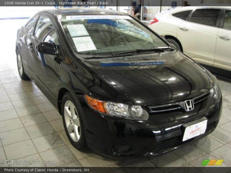 Nighthawk Black Pearl / Black 2008 Honda Civic EX-L Coupe
