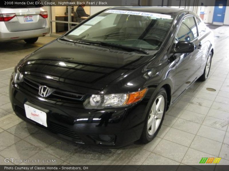 Nighthawk Black Pearl / Black 2008 Honda Civic EX-L Coupe