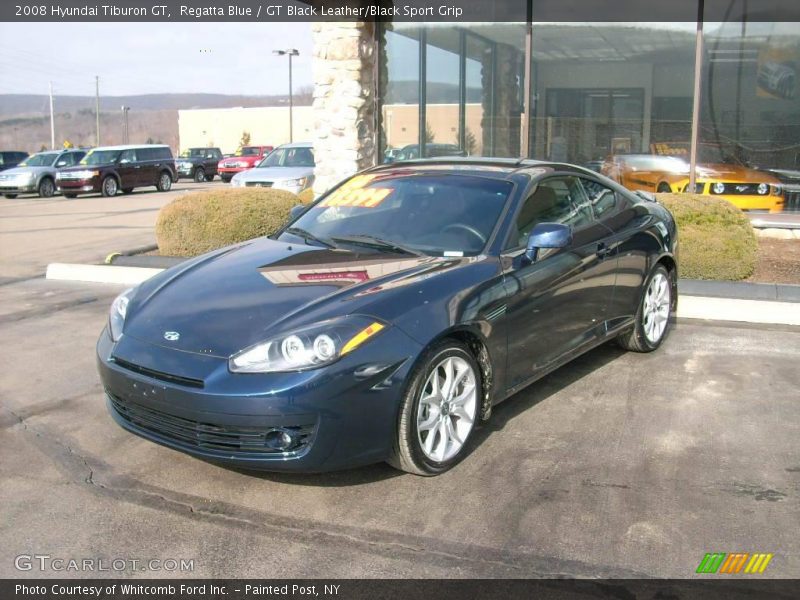 Regatta Blue / GT Black Leather/Black Sport Grip 2008 Hyundai Tiburon GT