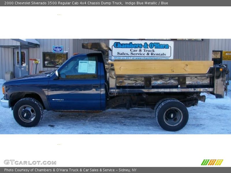 Indigo Blue Metallic / Blue 2000 Chevrolet Silverado 3500 Regular Cab 4x4 Chassis Dump Truck