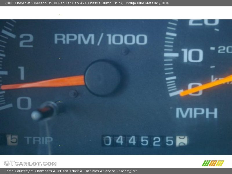Indigo Blue Metallic / Blue 2000 Chevrolet Silverado 3500 Regular Cab 4x4 Chassis Dump Truck