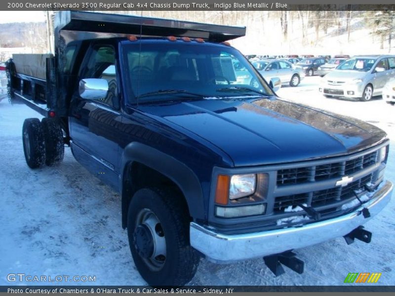 Indigo Blue Metallic / Blue 2000 Chevrolet Silverado 3500 Regular Cab 4x4 Chassis Dump Truck