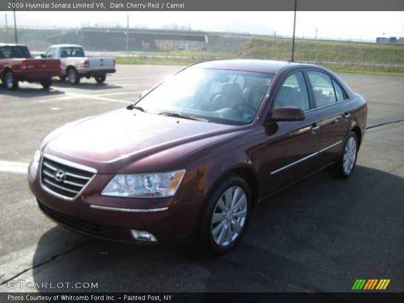 Dark Cherry Red / Camel 2009 Hyundai Sonata Limited V6