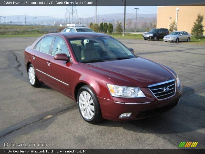 Dark Cherry Red / Camel 2009 Hyundai Sonata Limited V6