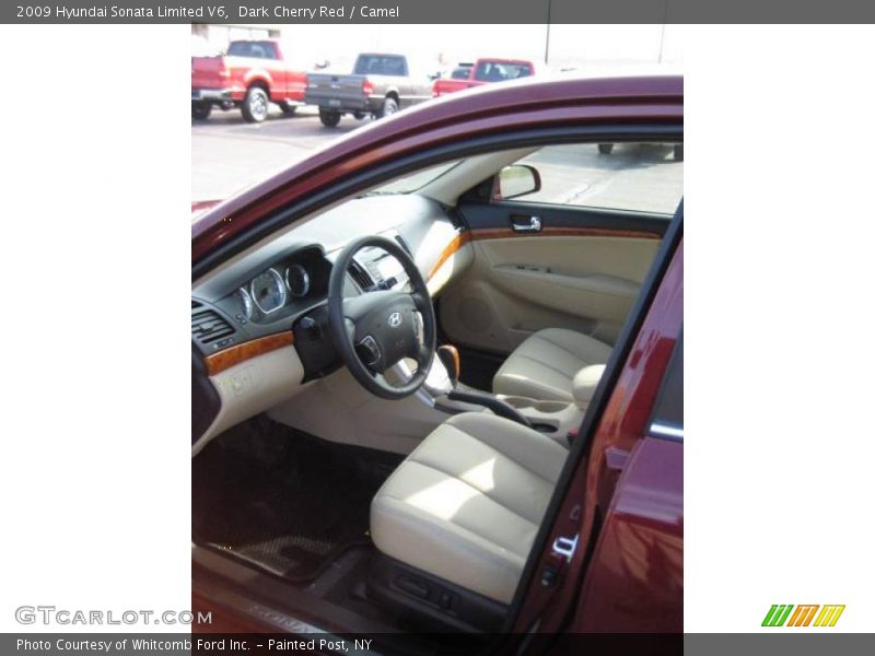 Dark Cherry Red / Camel 2009 Hyundai Sonata Limited V6