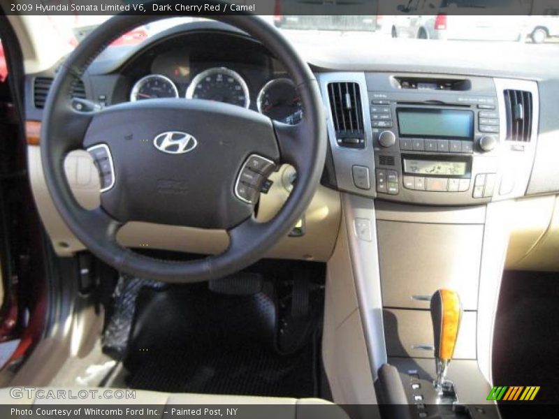 Dark Cherry Red / Camel 2009 Hyundai Sonata Limited V6