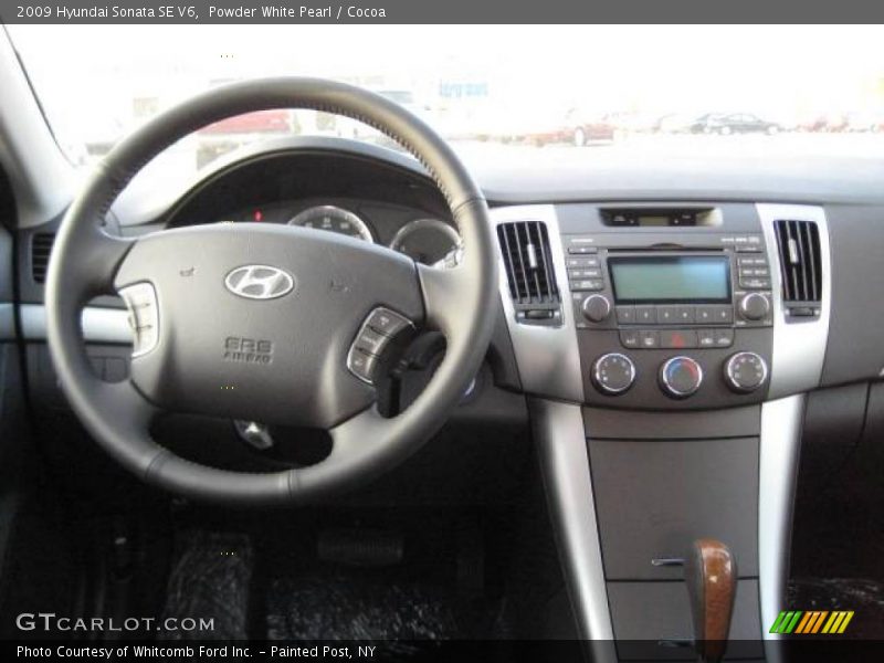 Powder White Pearl / Cocoa 2009 Hyundai Sonata SE V6