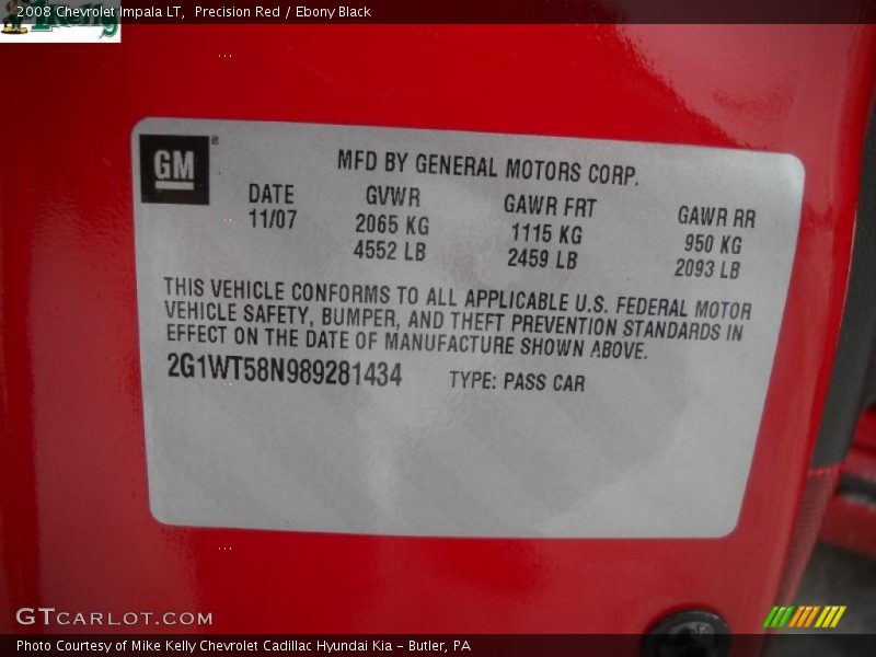 Precision Red / Ebony Black 2008 Chevrolet Impala LT