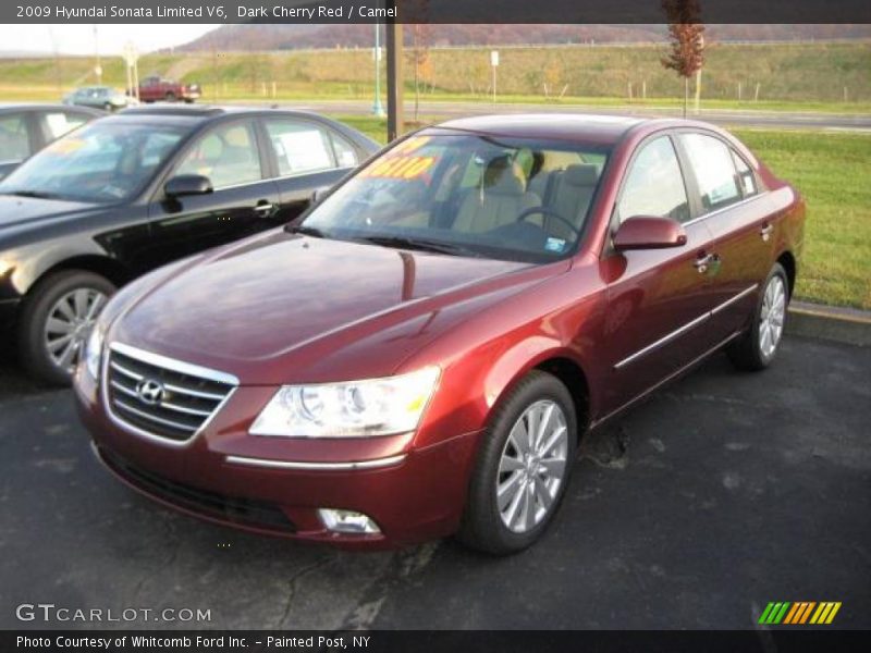 Dark Cherry Red / Camel 2009 Hyundai Sonata Limited V6