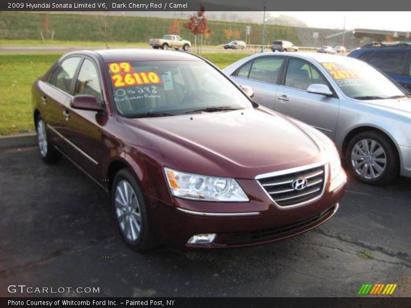 Dark Cherry Red / Camel 2009 Hyundai Sonata Limited V6