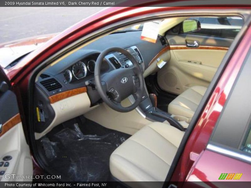 Dark Cherry Red / Camel 2009 Hyundai Sonata Limited V6