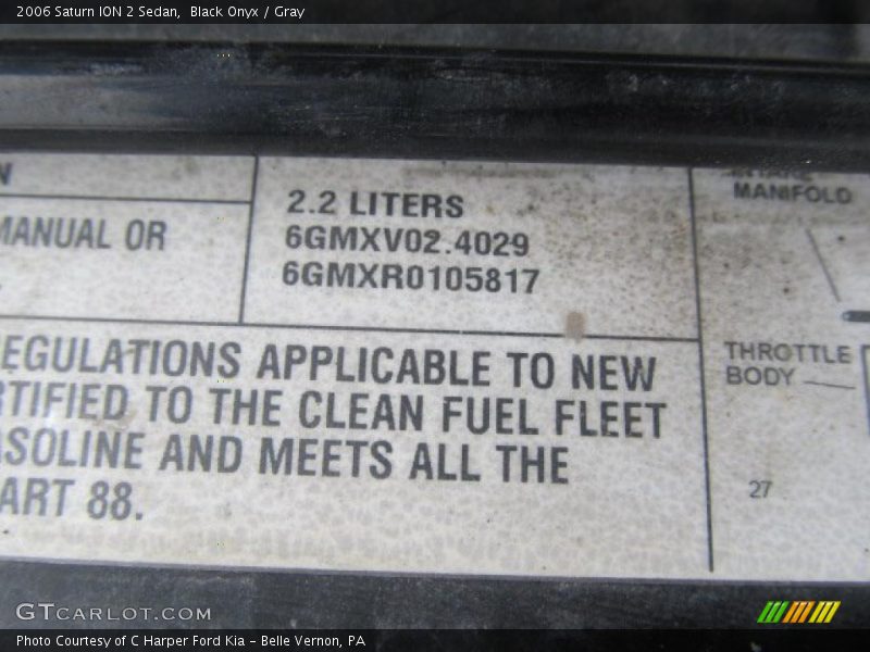 Black Onyx / Gray 2006 Saturn ION 2 Sedan