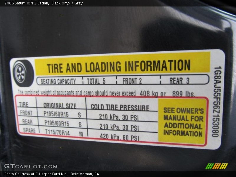 Black Onyx / Gray 2006 Saturn ION 2 Sedan