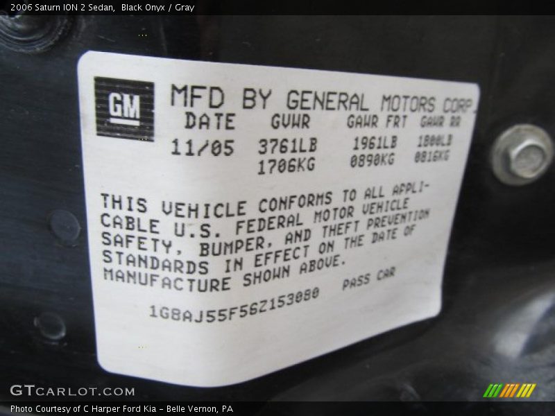 Black Onyx / Gray 2006 Saturn ION 2 Sedan