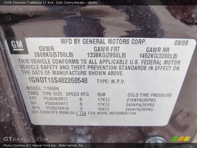 Dark Cherry Metallic / Ebony 2008 Chevrolet TrailBlazer LT 4x4