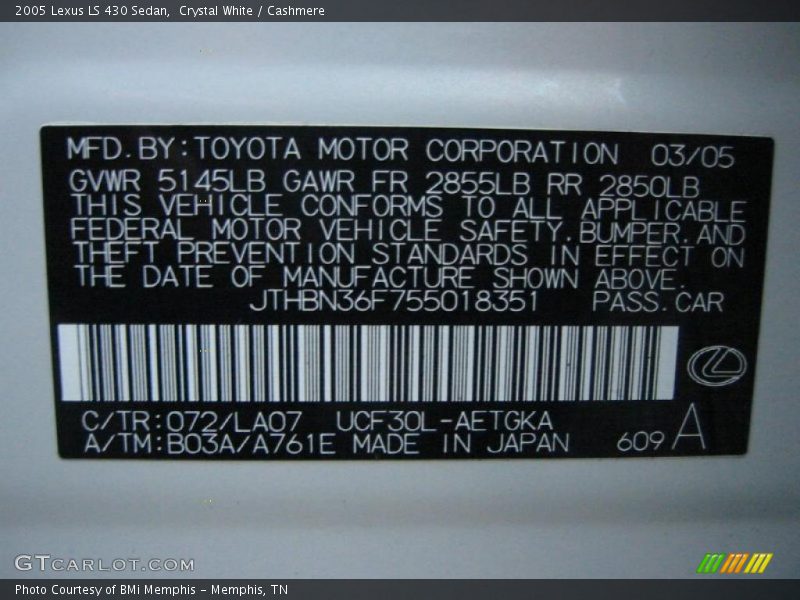 Crystal White / Cashmere 2005 Lexus LS 430 Sedan