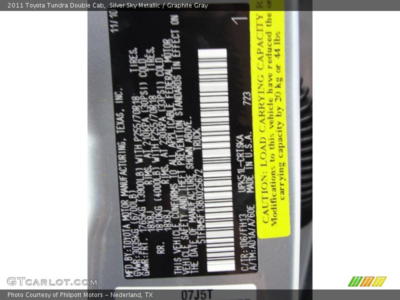 Silver Sky Metallic / Graphite Gray 2011 Toyota Tundra Double Cab
