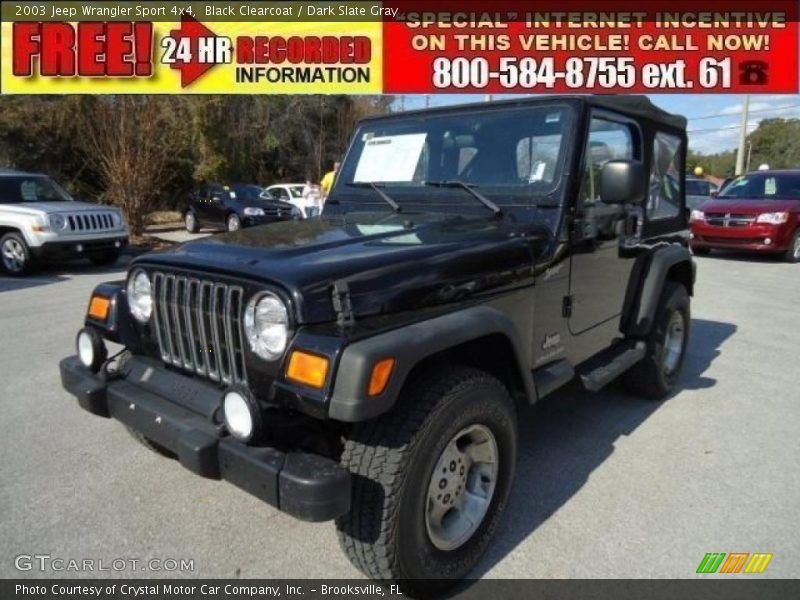 Black Clearcoat / Dark Slate Gray 2003 Jeep Wrangler Sport 4x4