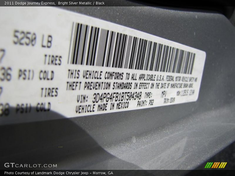Bright Silver Metallic / Black 2011 Dodge Journey Express