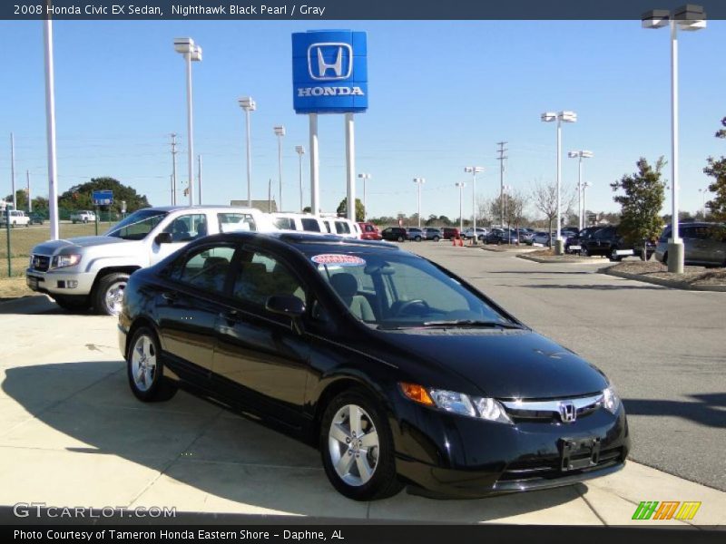 Nighthawk Black Pearl / Gray 2008 Honda Civic EX Sedan