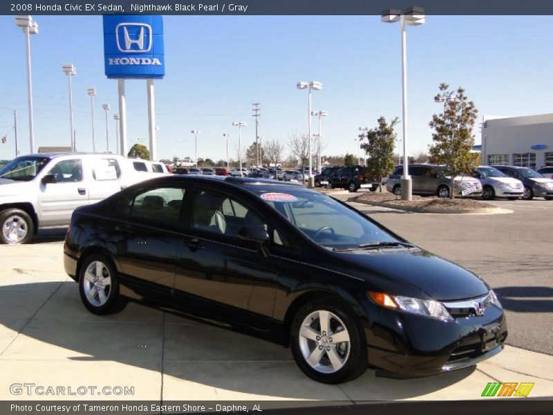 Nighthawk Black Pearl / Gray 2008 Honda Civic EX Sedan