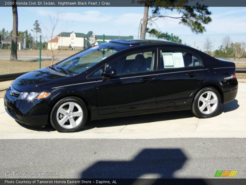 Nighthawk Black Pearl / Gray 2008 Honda Civic EX Sedan