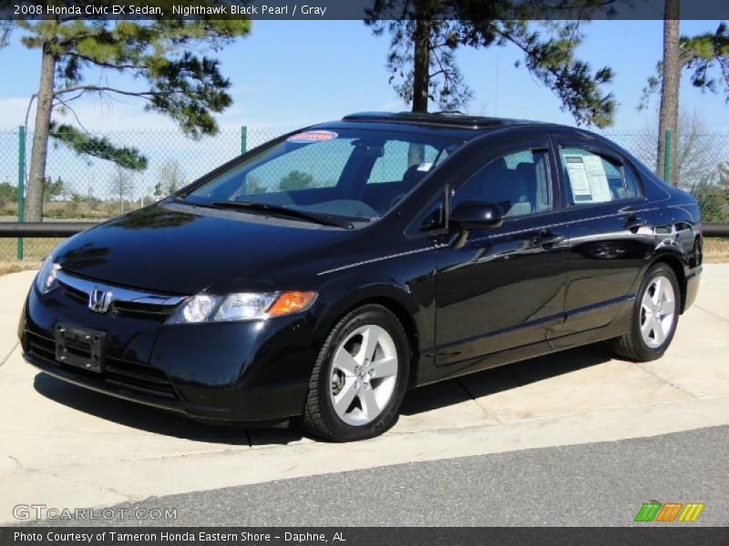 Nighthawk Black Pearl / Gray 2008 Honda Civic EX Sedan