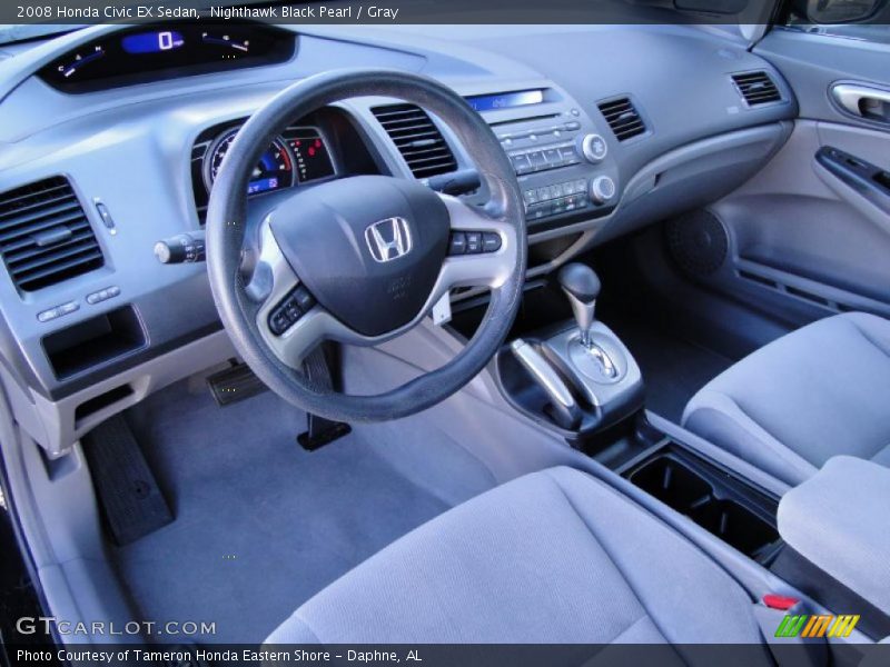 Nighthawk Black Pearl / Gray 2008 Honda Civic EX Sedan