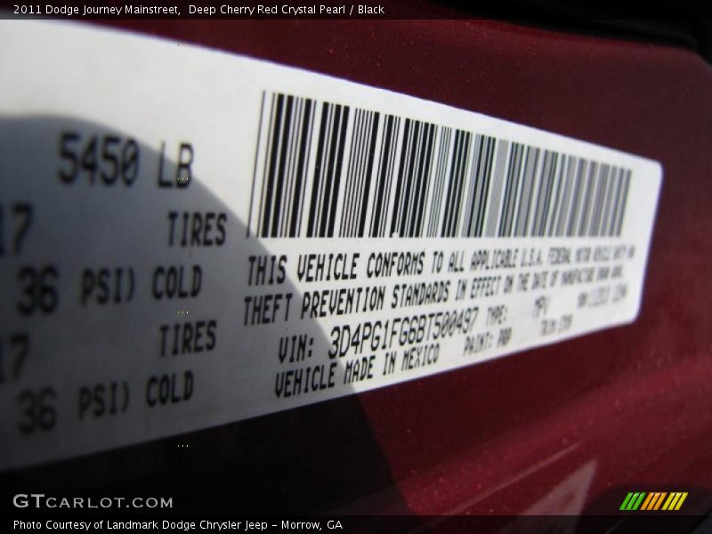 Deep Cherry Red Crystal Pearl / Black 2011 Dodge Journey Mainstreet