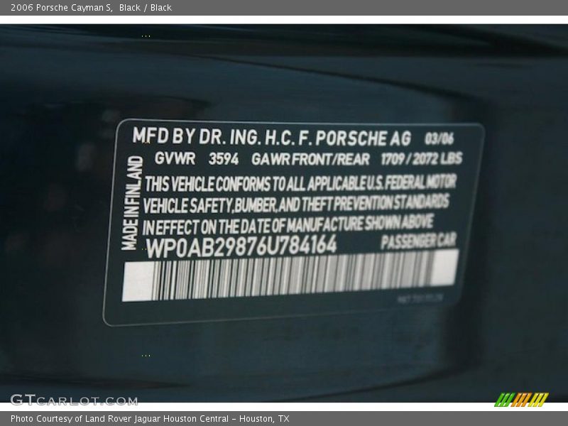Black / Black 2006 Porsche Cayman S