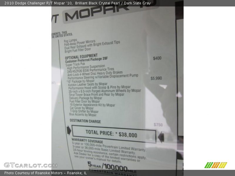 Brilliant Black Crystal Pearl / Dark Slate Gray 2010 Dodge Challenger R/T Mopar '10