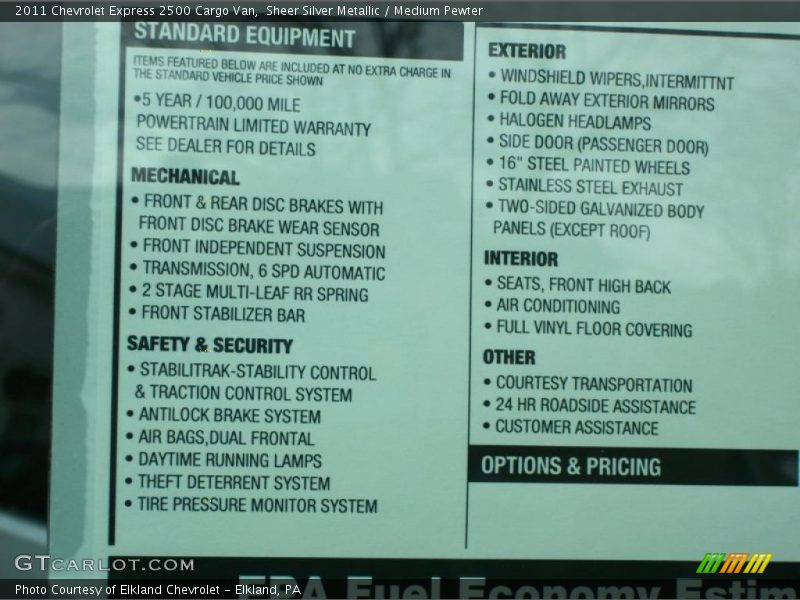 Sheer Silver Metallic / Medium Pewter 2011 Chevrolet Express 2500 Cargo Van