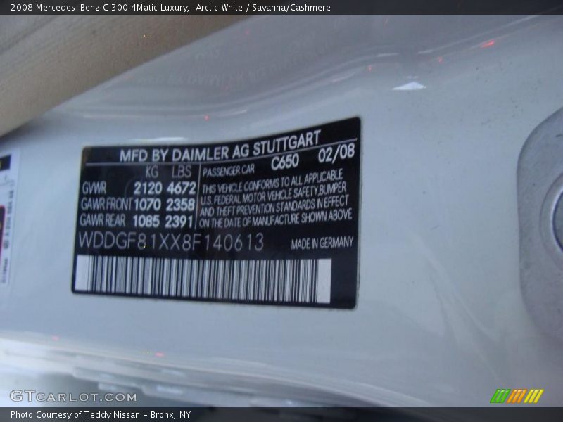 Arctic White / Savanna/Cashmere 2008 Mercedes-Benz C 300 4Matic Luxury