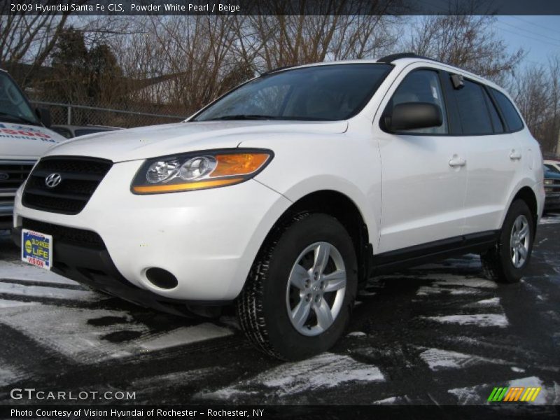 Powder White Pearl / Beige 2009 Hyundai Santa Fe GLS