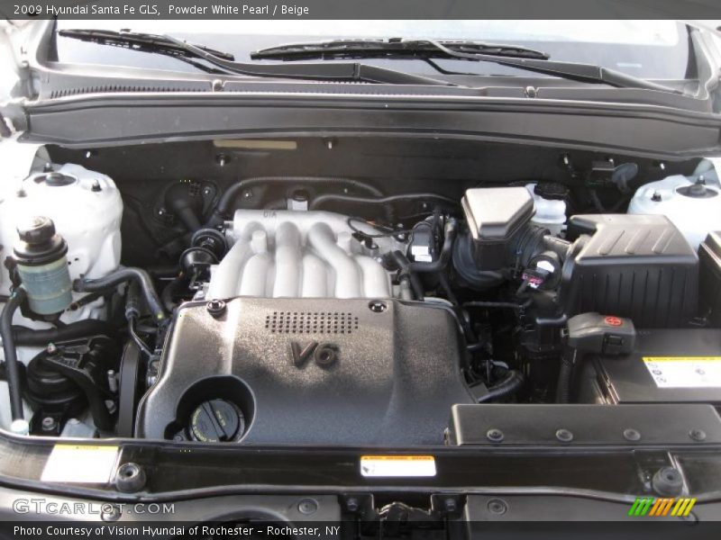 Powder White Pearl / Beige 2009 Hyundai Santa Fe GLS