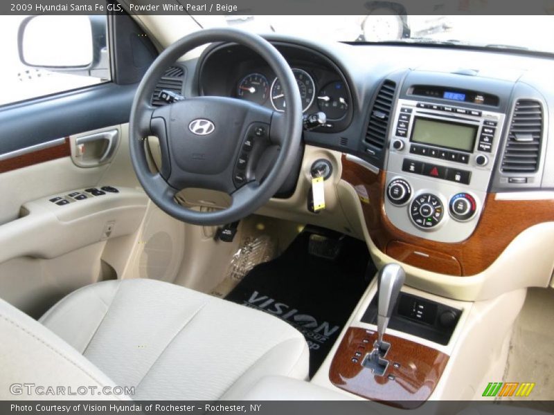 Powder White Pearl / Beige 2009 Hyundai Santa Fe GLS