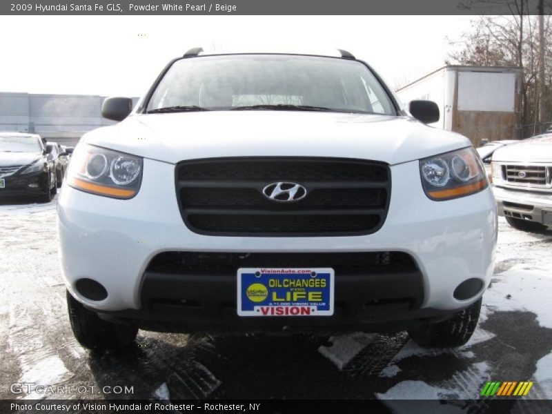 Powder White Pearl / Beige 2009 Hyundai Santa Fe GLS