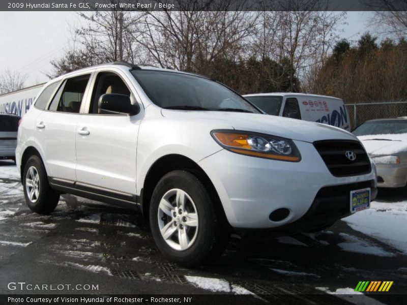 Powder White Pearl / Beige 2009 Hyundai Santa Fe GLS