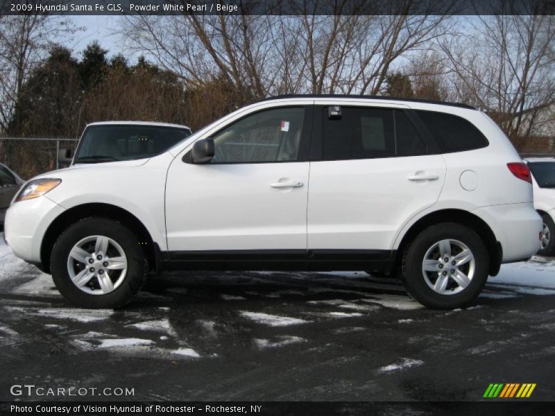 Powder White Pearl / Beige 2009 Hyundai Santa Fe GLS