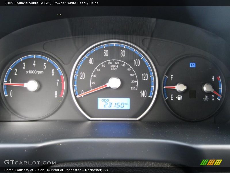 Powder White Pearl / Beige 2009 Hyundai Santa Fe GLS