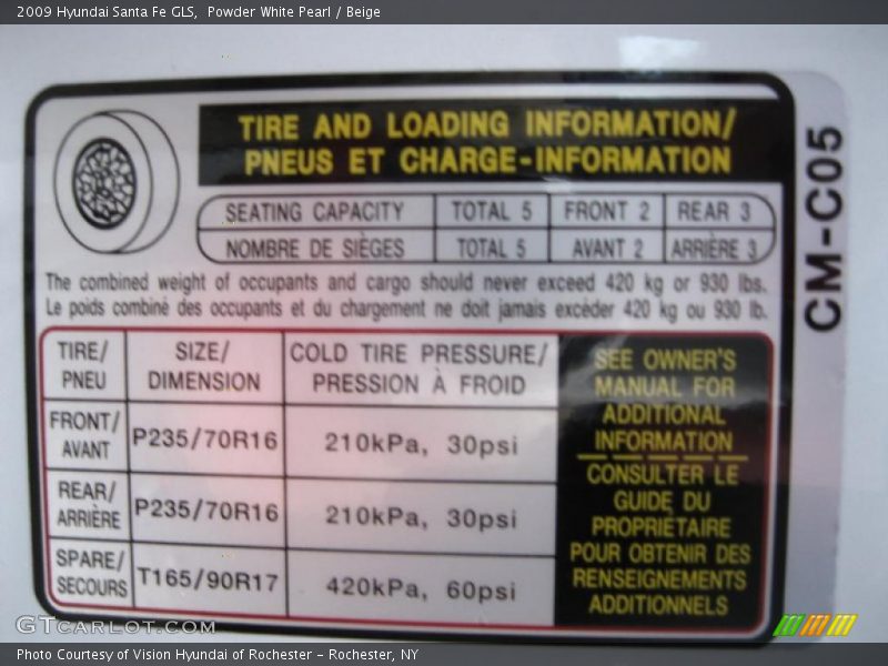 Powder White Pearl / Beige 2009 Hyundai Santa Fe GLS