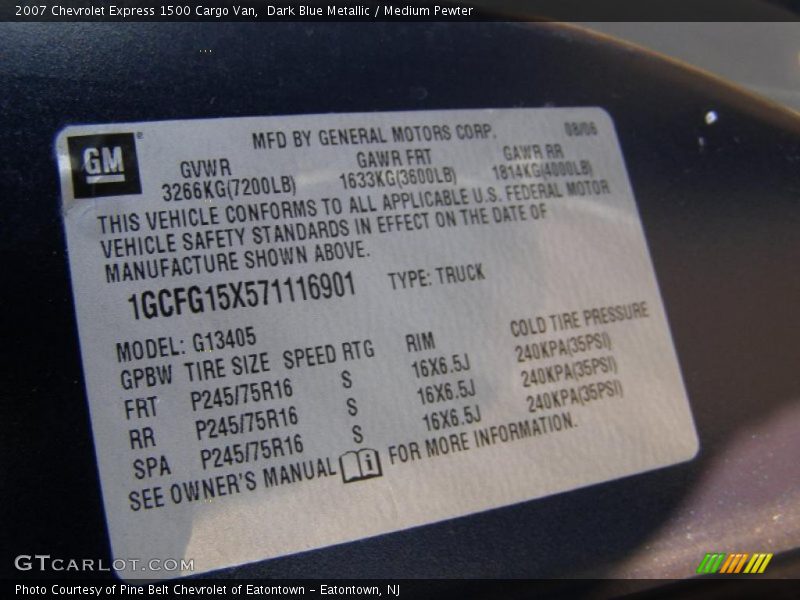 Dark Blue Metallic / Medium Pewter 2007 Chevrolet Express 1500 Cargo Van