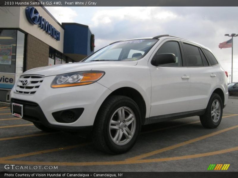 Pearl White / Gray 2010 Hyundai Santa Fe GLS 4WD