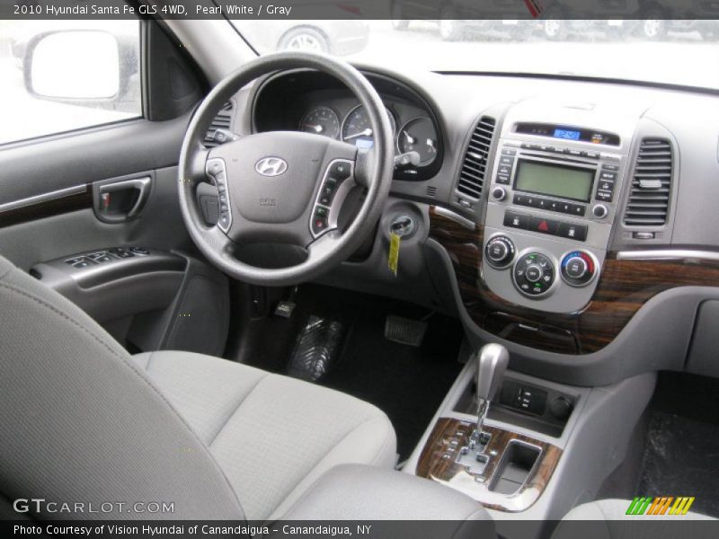 Pearl White / Gray 2010 Hyundai Santa Fe GLS 4WD