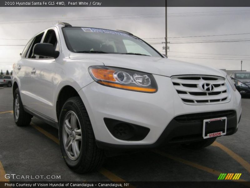 Pearl White / Gray 2010 Hyundai Santa Fe GLS 4WD